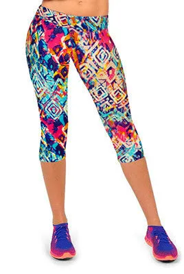 Floral Printing Capris Leggings Lady's Casual Stretched Pants Elastic Cropped Leggings RL156