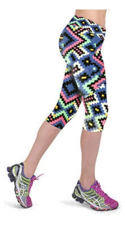 Floral Printing Capris Leggings Lady's Casual Stretched Pants Elastic Cropped Leggings RL156