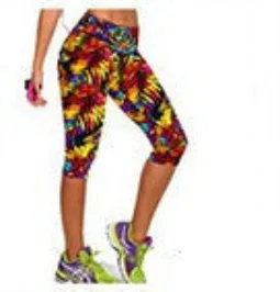 Floral Printing Capris Leggings Lady's Casual Stretched Pants Elastic Cropped Leggings RL156
