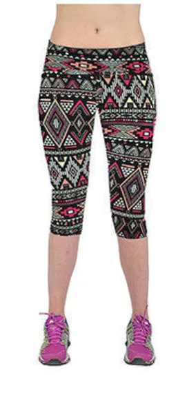 Floral Printing Capris Leggings Lady's Casual Stretched Pants Elastic Cropped Leggings RL156