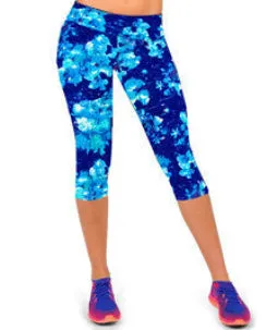 Floral Printing Capris Leggings Lady's Casual Stretched Pants Elastic Cropped Leggings RL156