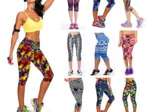 Floral Printing Capris Leggings Lady's Casual Stretched Pants Elastic Cropped Leggings RL156