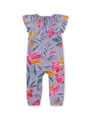 Flutter Sleeve Baby Romper - Tropical Gardenias