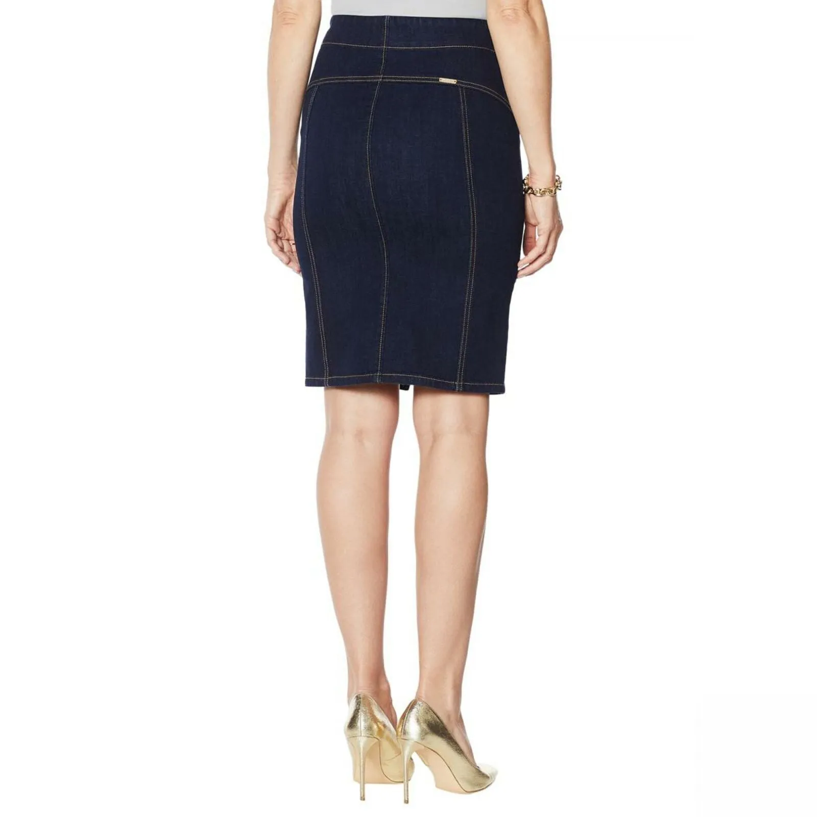 G by Giuliana Women's Plus Size Zip-Front Denim Skirt 18W