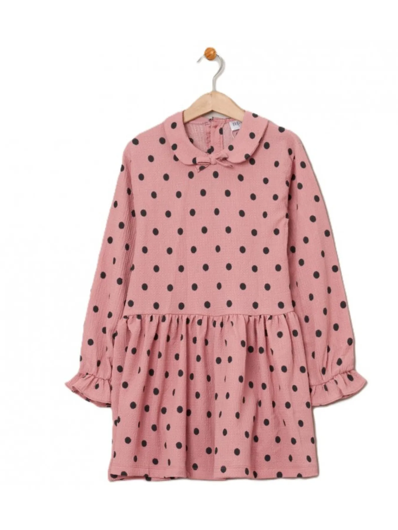 Girls Pink Polka Dot Dress & Faux Fur Jacket Set