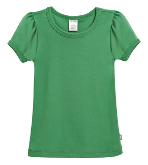 Girls Soft Cotton Short Sleeve Puff Tee  | Elf Green