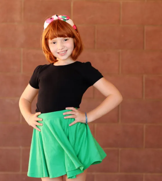 Girls Soft Cotton Short Sleeve Puff Tee  | Elf Green