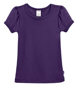 Girls Soft Cotton Short Sleeve Puff Tee  | Purple