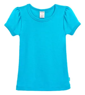 Girls Soft Cotton Short Sleeve Puff Tee  | Turquoise