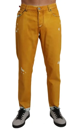 Gold Yellow Cotton CLASSIC Denim Pants