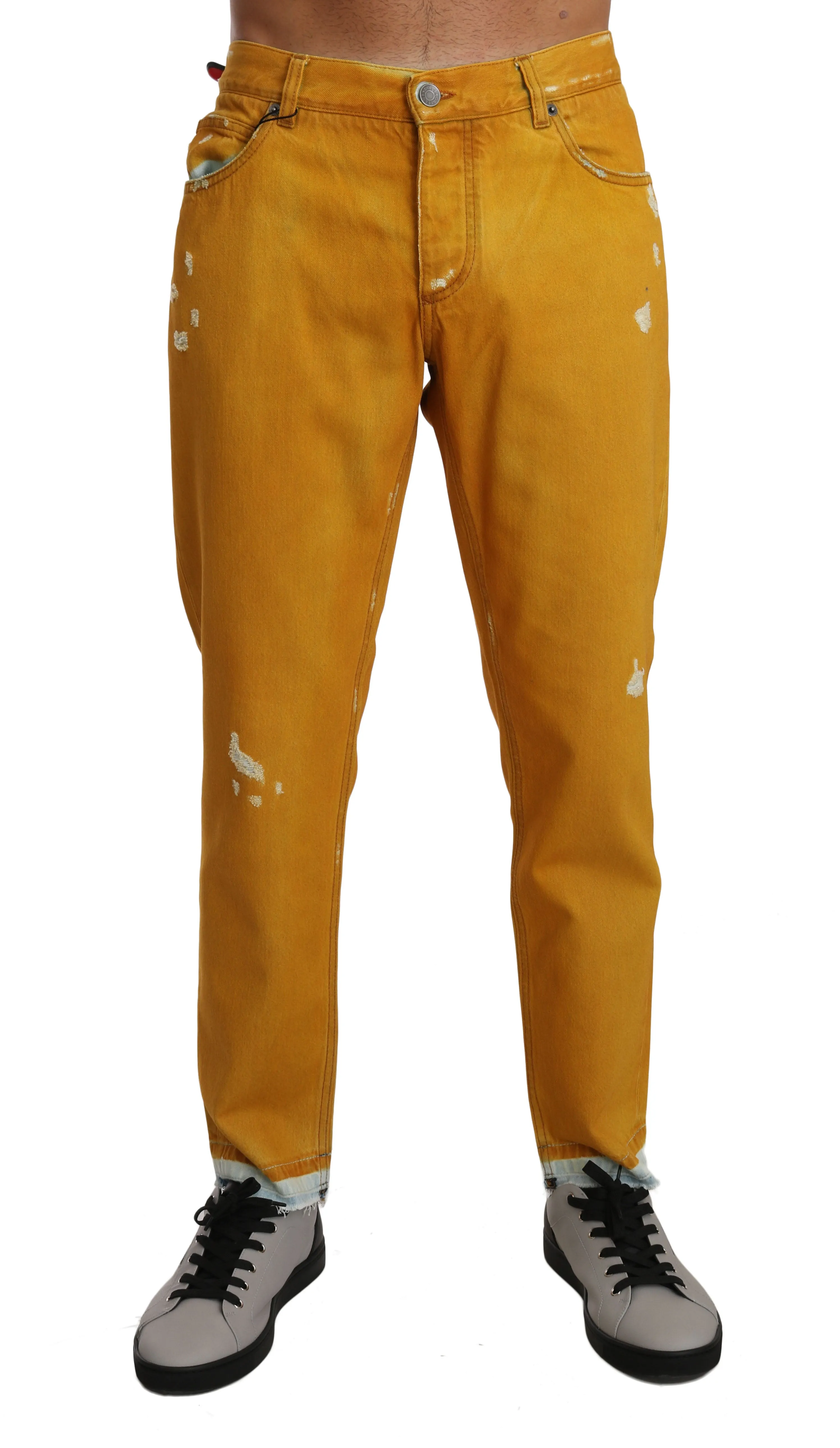 Gold Yellow Cotton CLASSIC Denim Pants