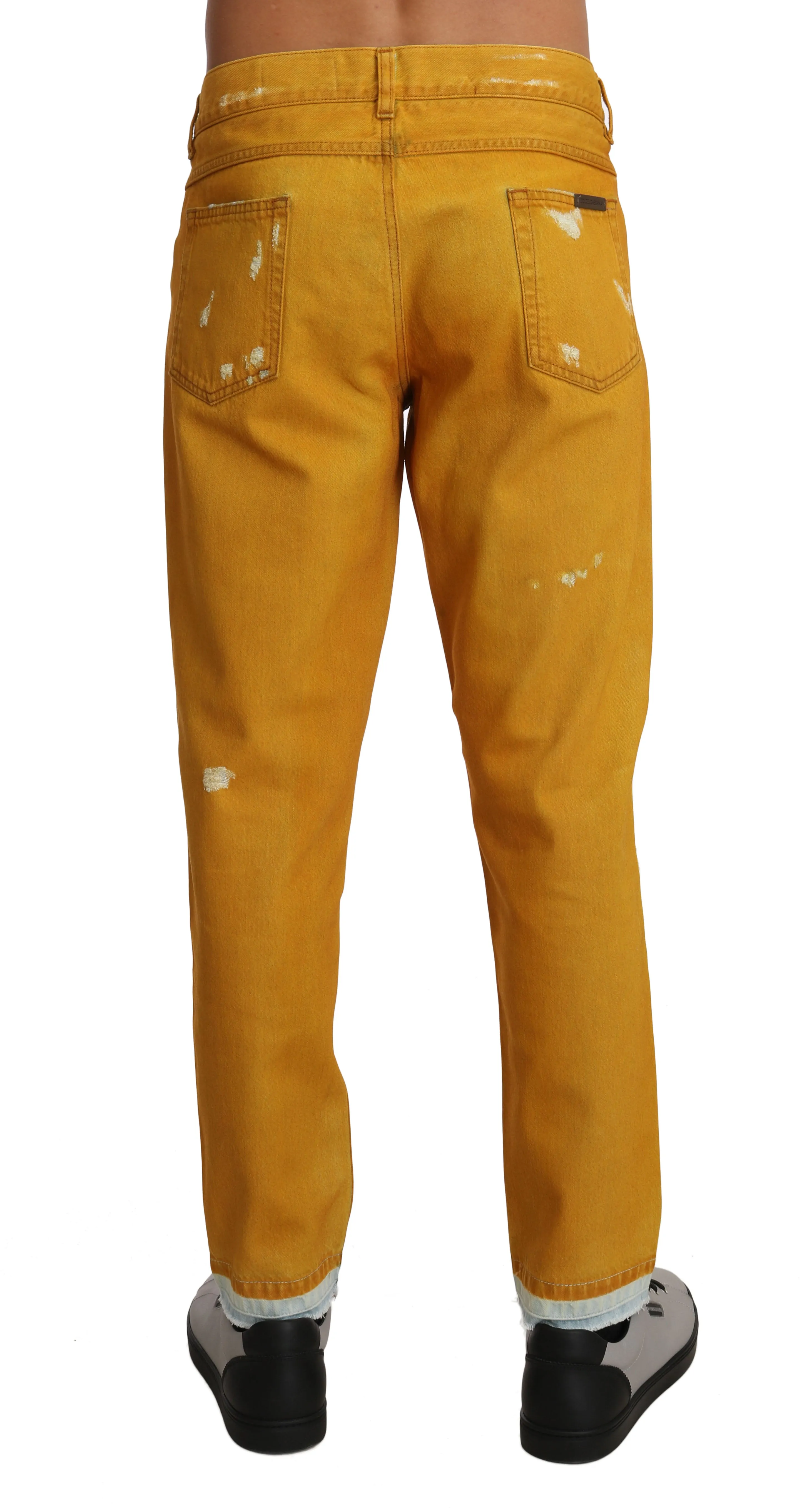 Gold Yellow Cotton CLASSIC Denim Pants