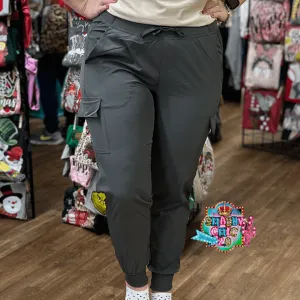 Gray Elastic Waist Pull on Joggers