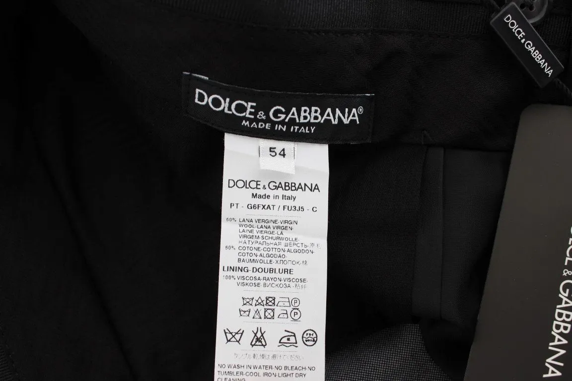 Gray Wool Cotton Slim Fit Pants