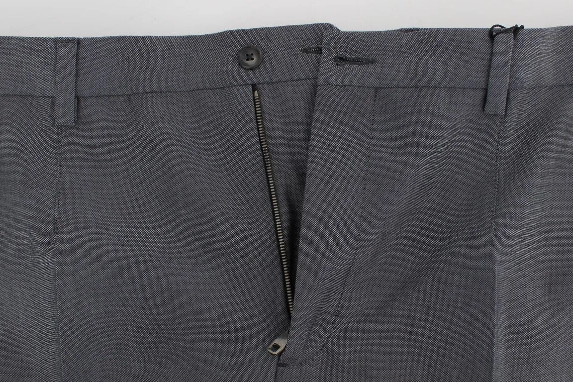 Gray Wool Cotton Slim Fit Pants
