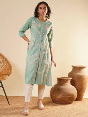 Green Comfort Fit Cotton Kurta for Women Online in India - Zola