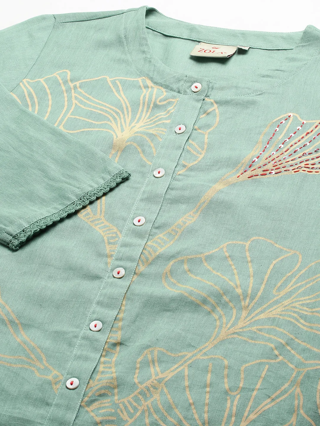 Green Comfort Fit Cotton Kurta for Women Online in India - Zola