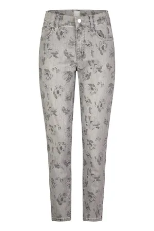 GREY FLORAL PRINT JEANS