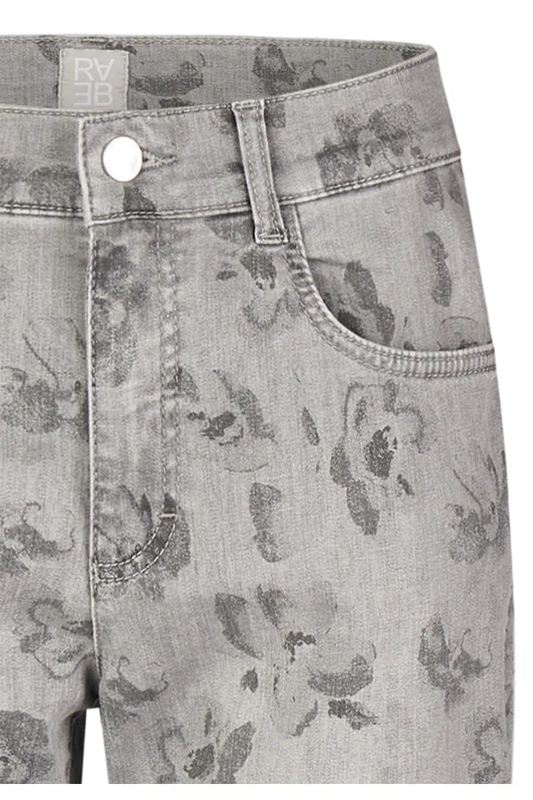 GREY FLORAL PRINT JEANS