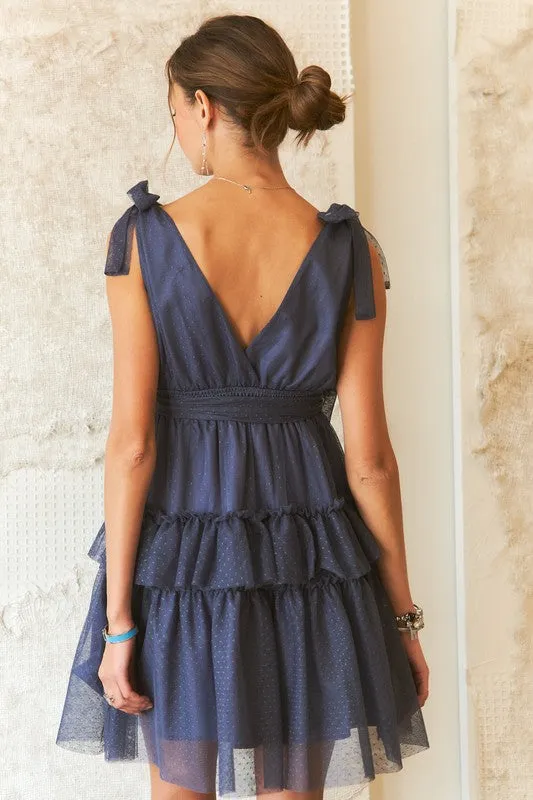 Hazel Blues® |  ADORA Tie Shoulder Polka Dot Mesh Dress