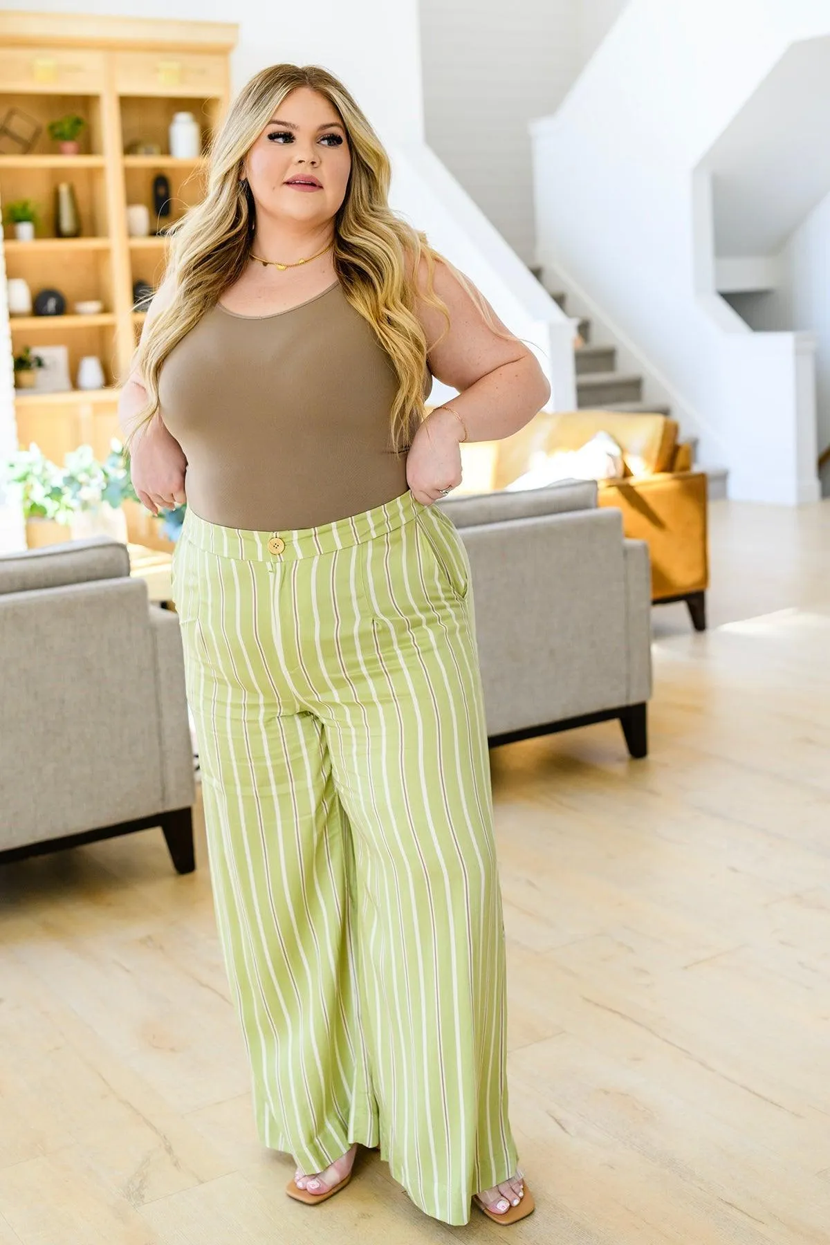 Hazel Blues® | Never Underrated Striped Wide Leg Trousers