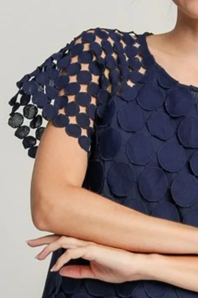 Hazel Blues® | Umgee Mixed Polka Dot Lace Raglan Sleeve Boxy Cut Top