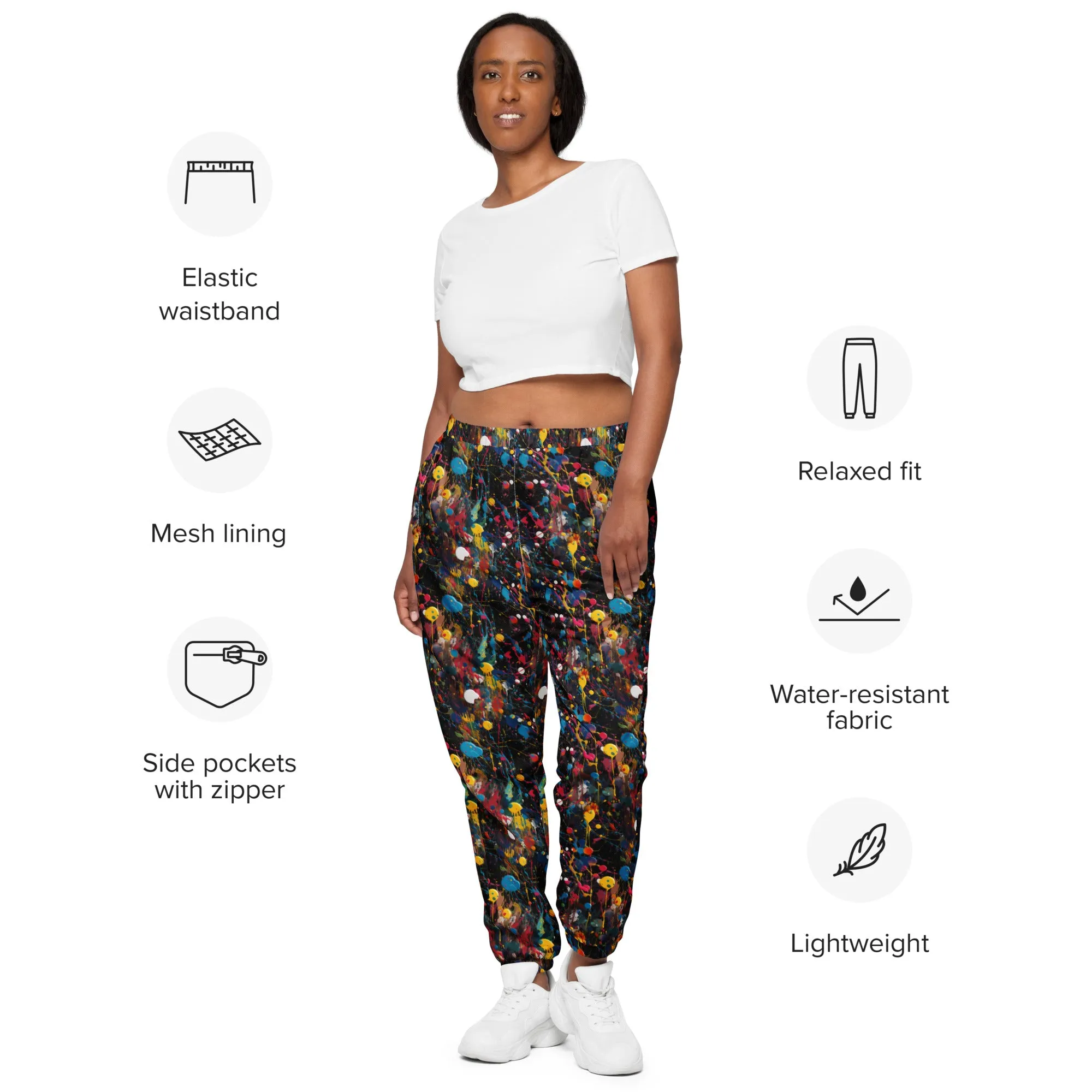HERO Unisex Spray Paint Print Track Pants: Express Your Artistic Style