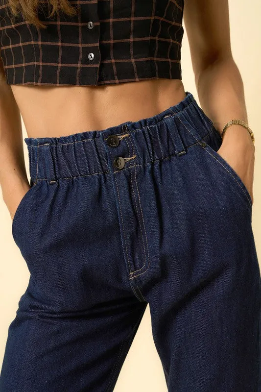 High Waist Pleated Slouchy Denim Pants