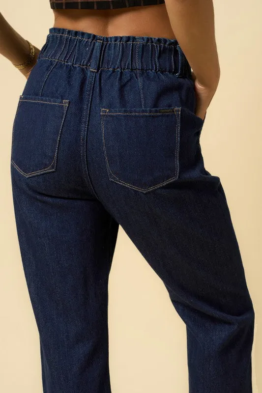 High Waist Pleated Slouchy Denim Pants
