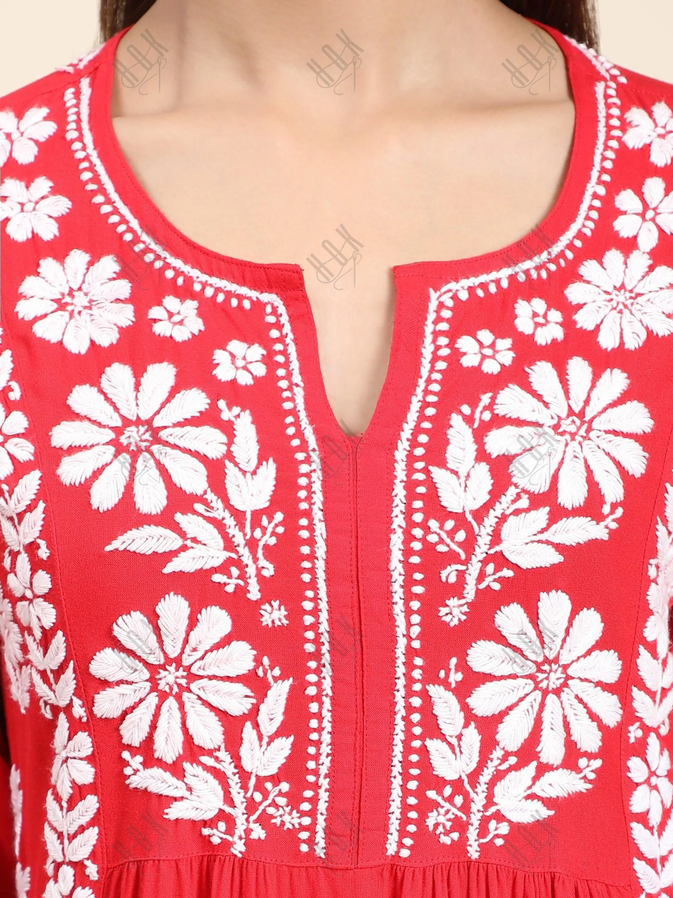 HOK Rayon Chikankari Long Kurti