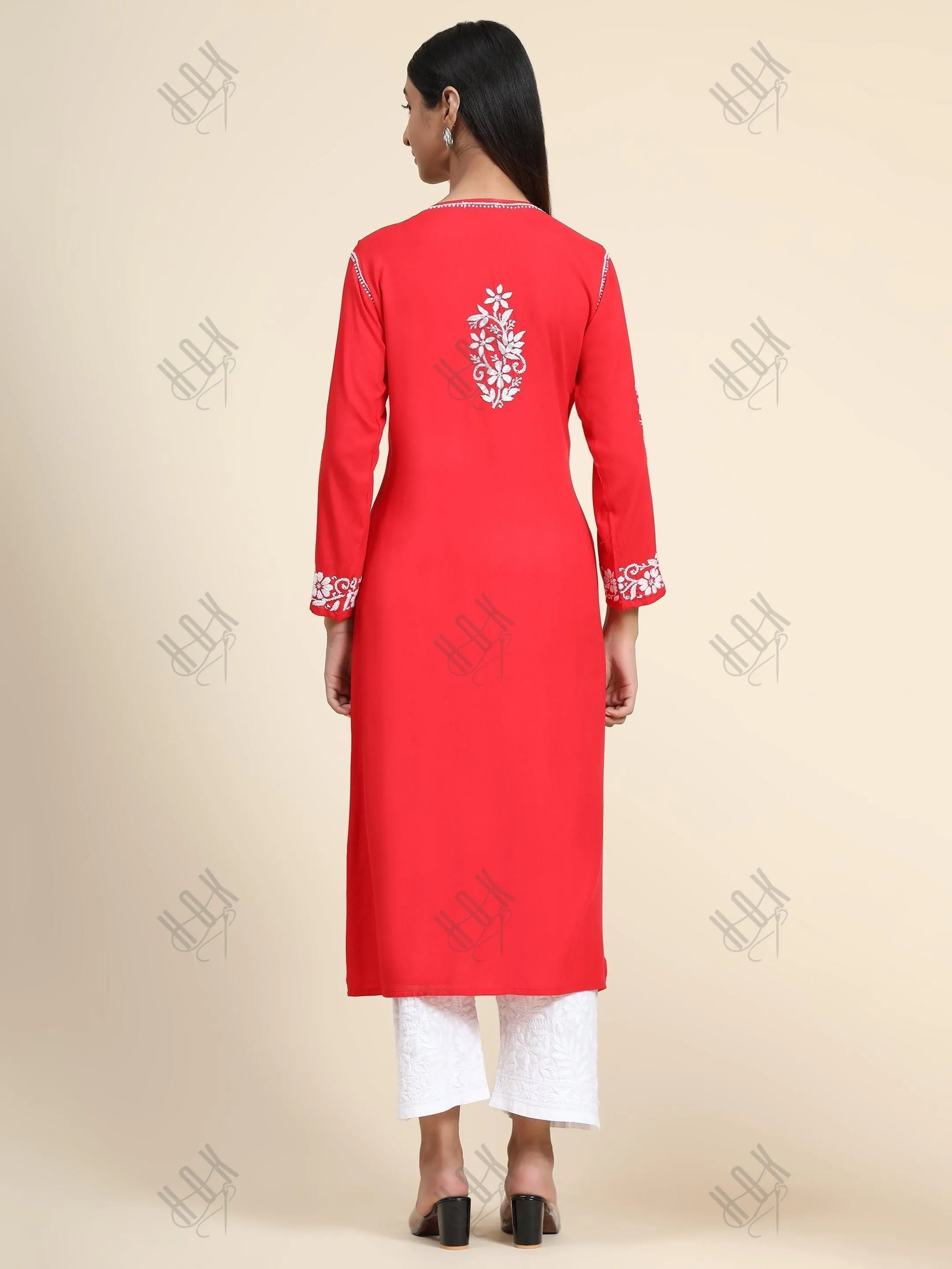 HOK Rayon Chikankari Long Kurti