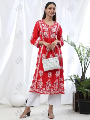 HOK Rayon Chikankari Long Kurti