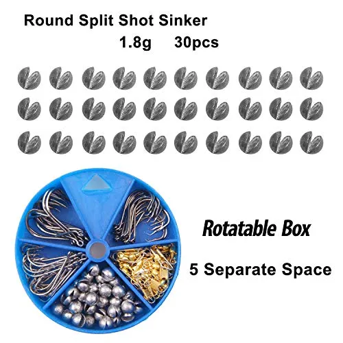 Hook Snap Swivel Sinker Assortment 110Pcs Fishing Tool Assortment Terminal Tackle Baitholder Hooks Octopus Hook Circle Hooks Sinker