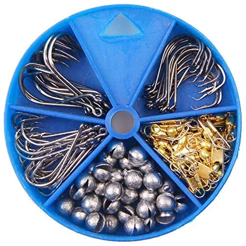 Hook Snap Swivel Sinker Assortment 110Pcs Fishing Tool Assortment Terminal Tackle Baitholder Hooks Octopus Hook Circle Hooks Sinker