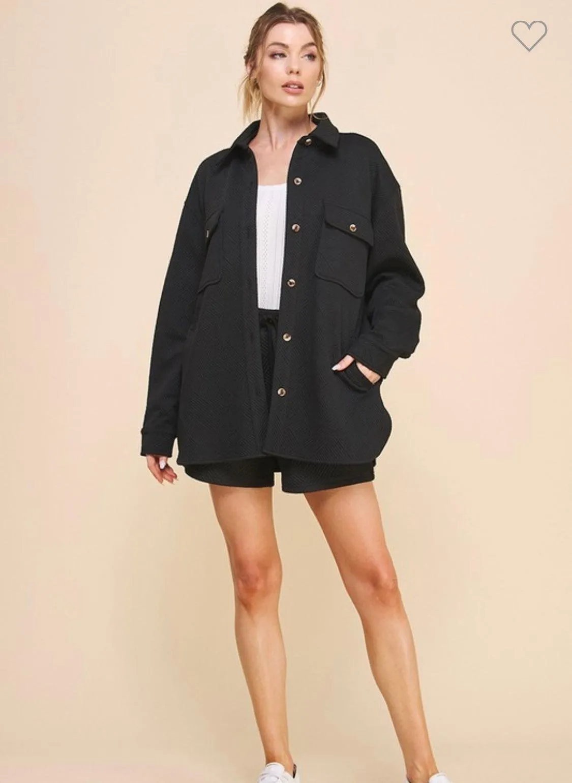 Jacquard Black Knit Shorts
