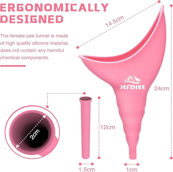 JefDiee Female Urination Device,Silicone Pee Funnel for Women,Female Urinal Women Pee Funnel Allows Women to Pee Standing Up