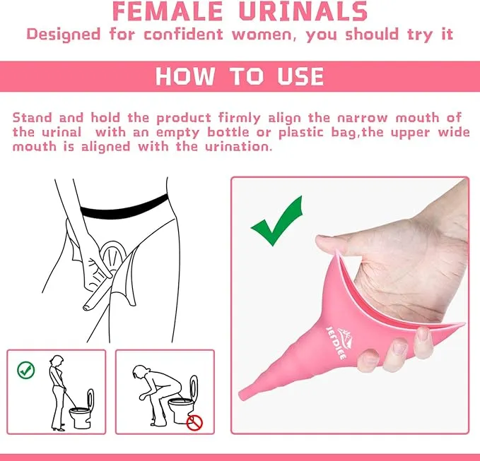 JefDiee Female Urination Device,Silicone Pee Funnel for Women,Female Urinal Women Pee Funnel Allows Women to Pee Standing Up