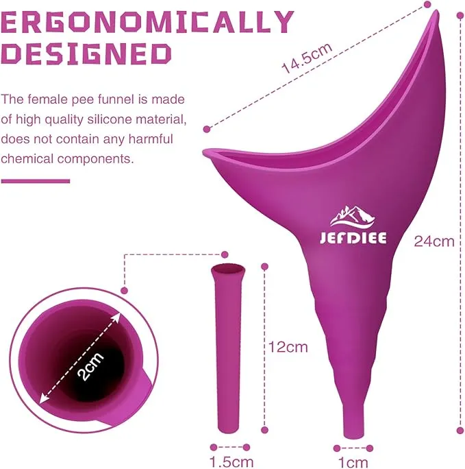 JefDiee Female Urination Device,Silicone Pee Funnel for Women,Female Urinal Women Pee Funnel Allows Women to Pee Standing Up