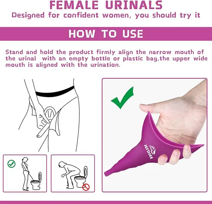 JefDiee Female Urination Device,Silicone Pee Funnel for Women,Female Urinal Women Pee Funnel Allows Women to Pee Standing Up