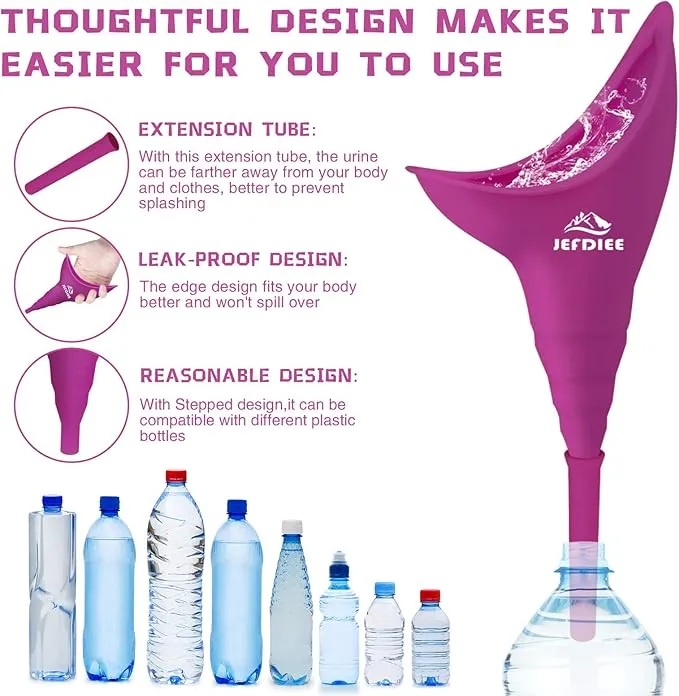 JefDiee Female Urination Device,Silicone Pee Funnel for Women,Female Urinal Women Pee Funnel Allows Women to Pee Standing Up
