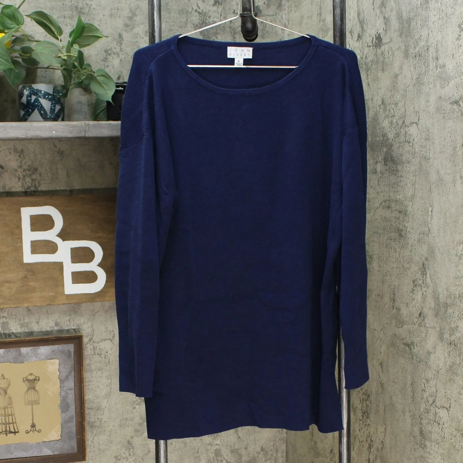 Joan Rivers Women's Wardrobe Builders Ballerina Neck Sweater Navy XL