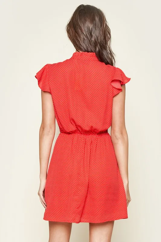 Joss Polka Dot High Neck Mini Dress