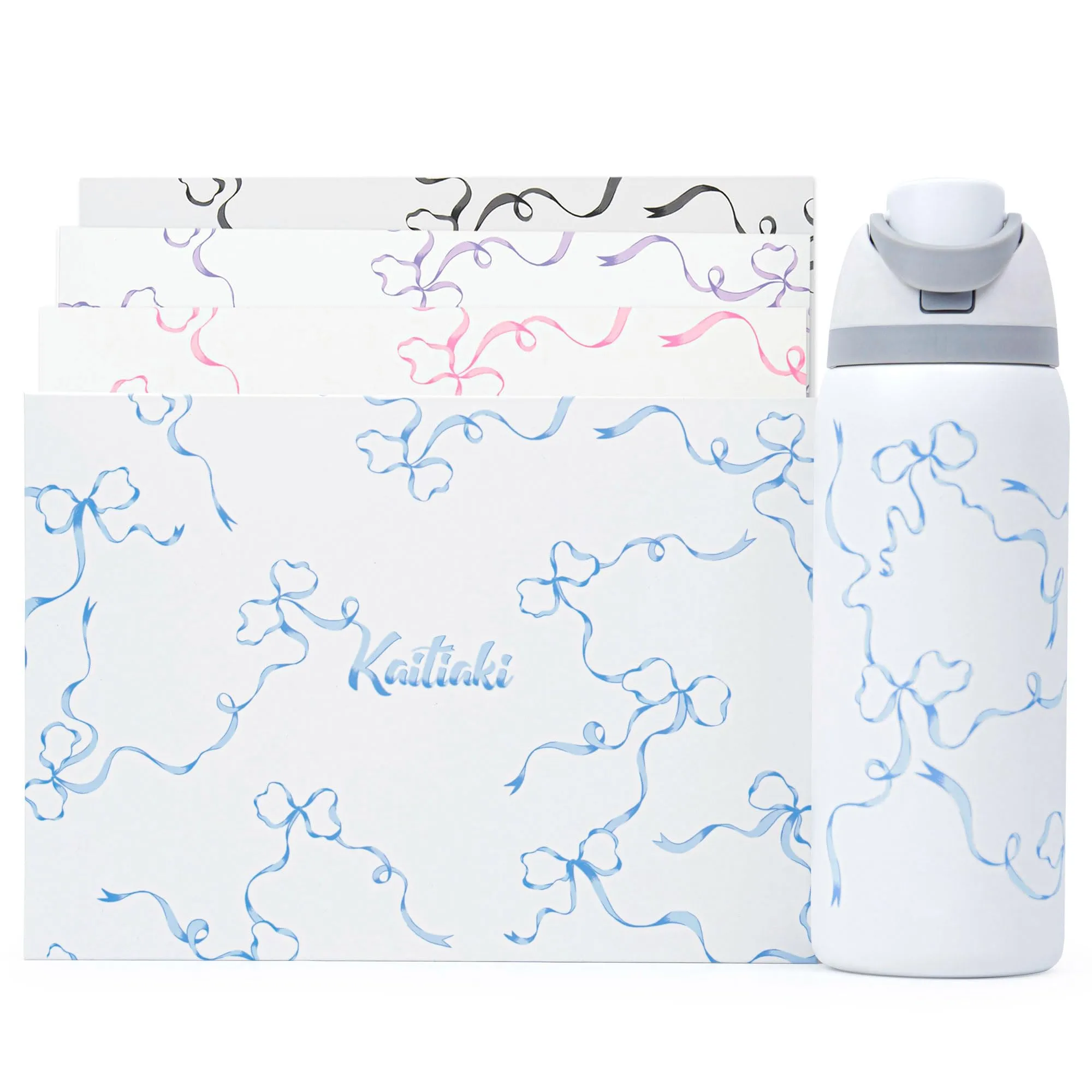 Kaitiaki Bows Stickers for Custom Owala Accessories - Cute Tumbler Decals, Fits Urban Outfitters Owala Bottles (Ocean Breeze Bow, Blue)