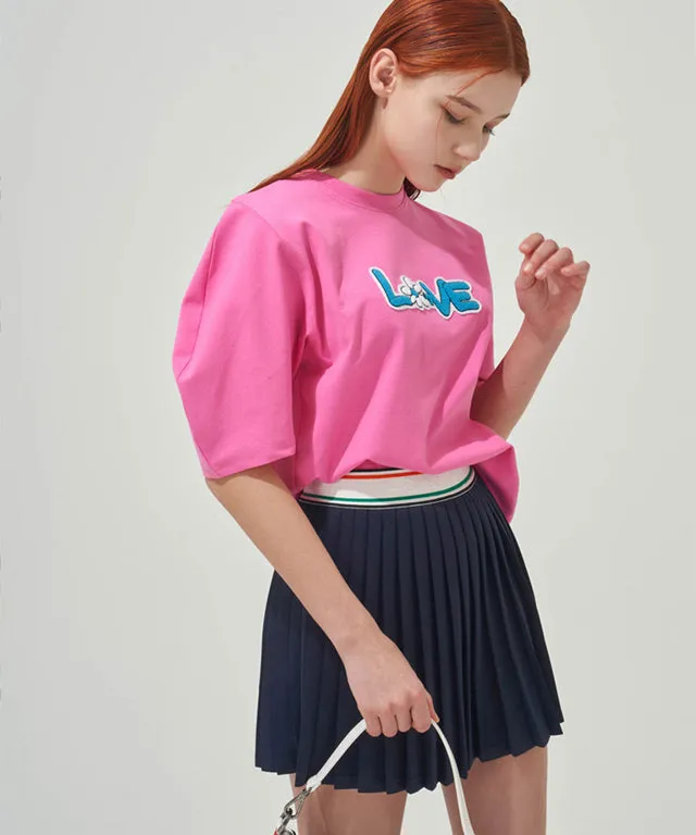 KANDINI  Elastic Band Pleats Skirt - Navy