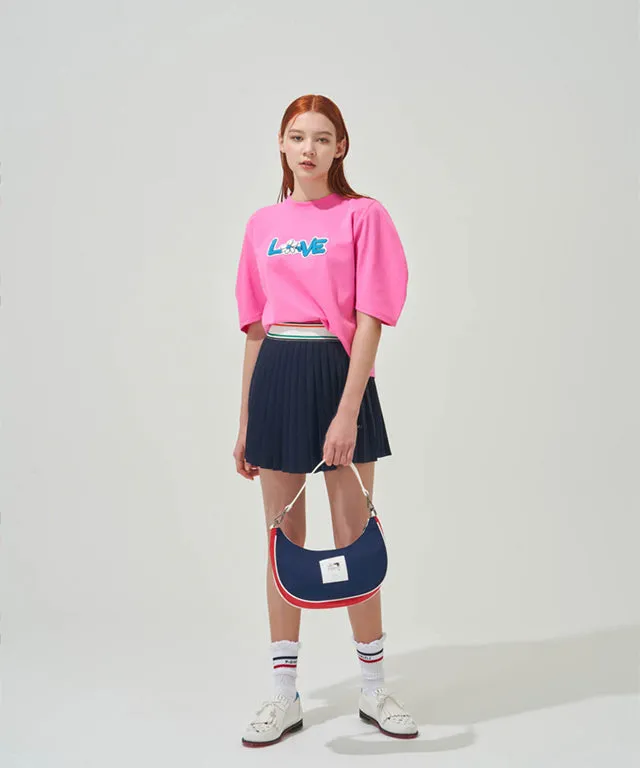 KANDINI  Elastic Band Pleats Skirt - Navy