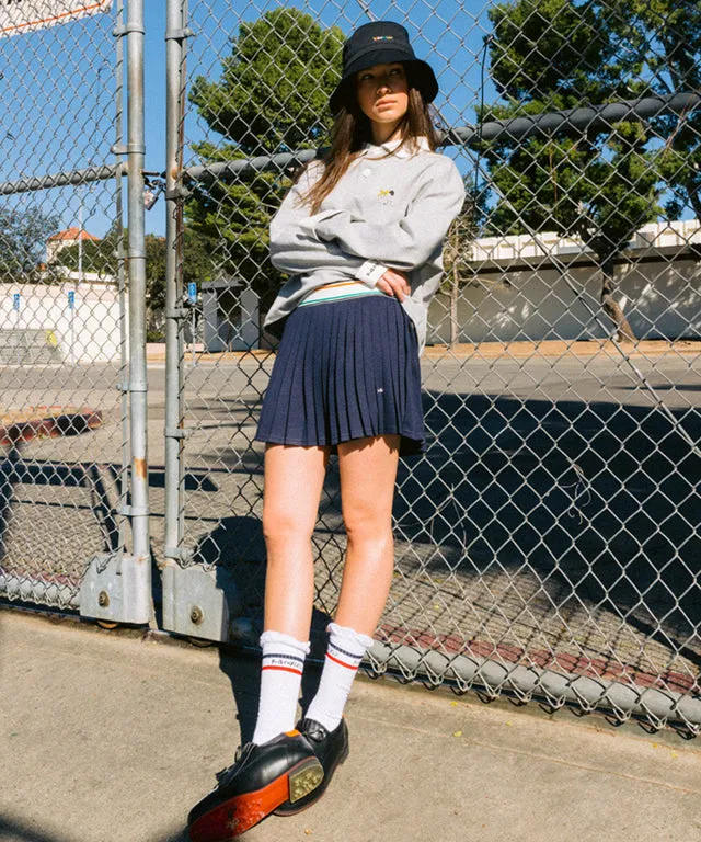 KANDINI  Elastic Band Pleats Skirt - Navy
