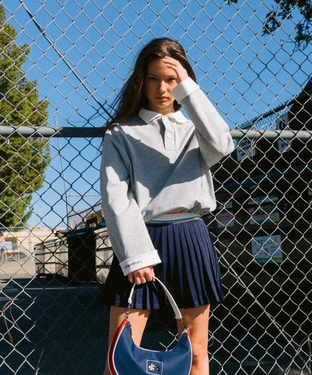 KANDINI  Elastic Band Pleats Skirt - Navy