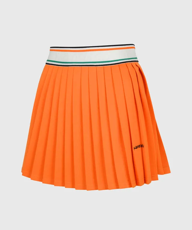 KANDINI  Elastic Band Pleats Skirt - Orange