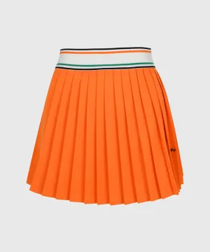 KANDINI  Elastic Band Pleats Skirt - Orange