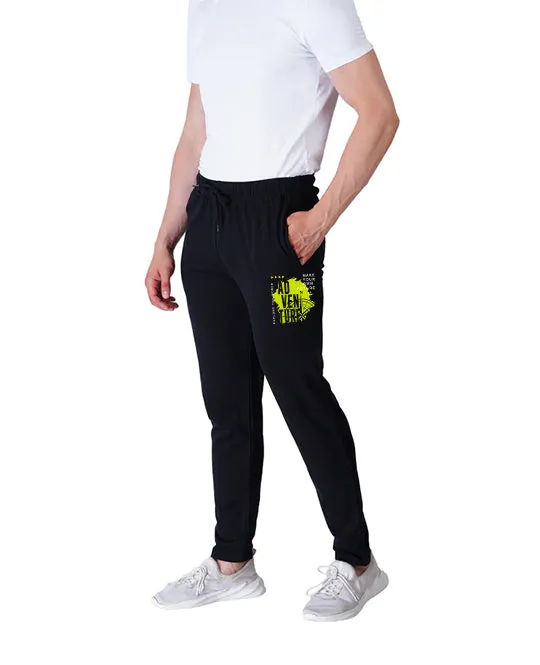 Kart Black Men's Printed Track Pants | Black Color Track Pant | Black - Adventure